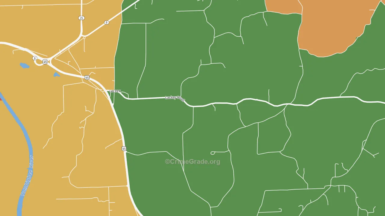 Lackey, MS Map of Drug-Related Crime Rates