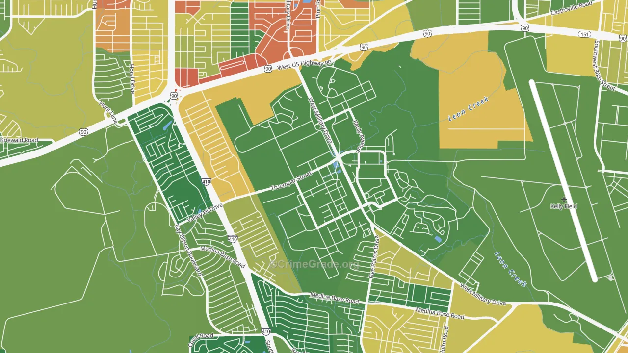 Lackland AFB, TX Map of Drug-Related Crime Rates