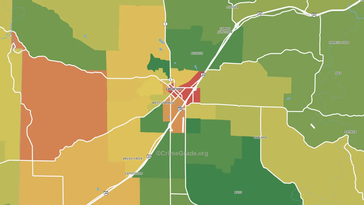 Laclede County, MO Map of Drug-Related Crime Rates