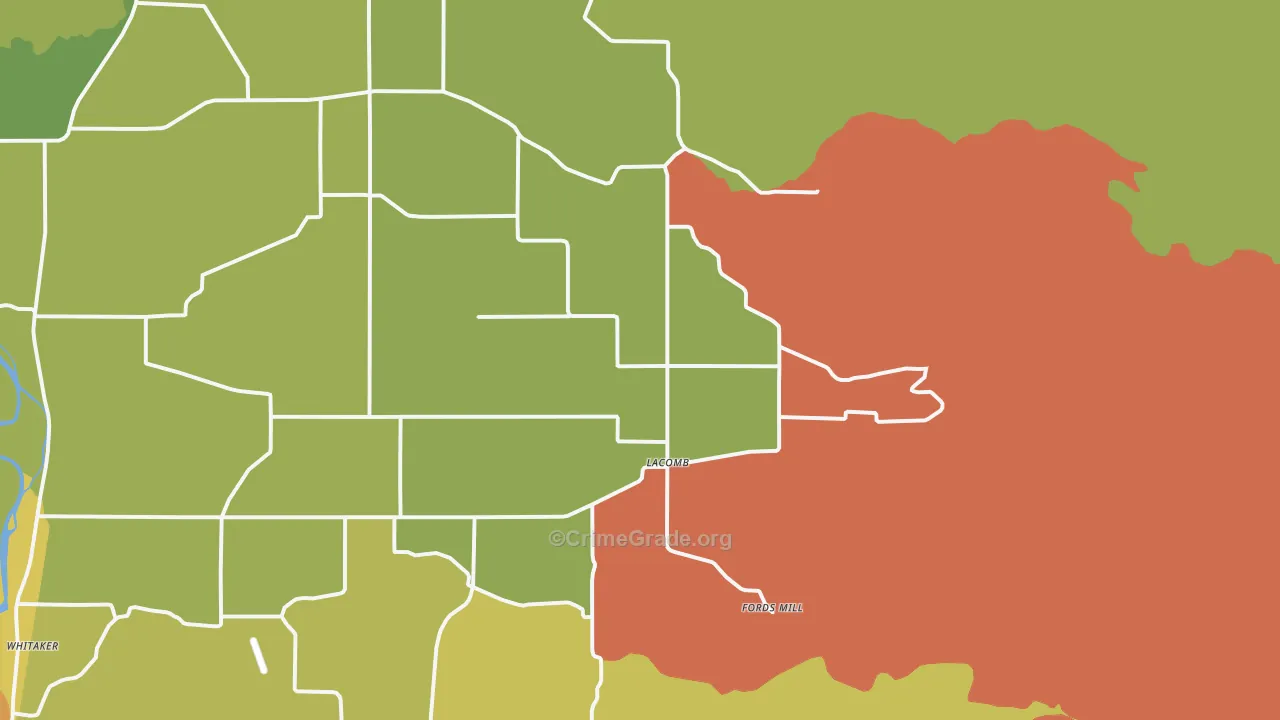 Lacomb, OR Map of Drug-Related Crime Rates