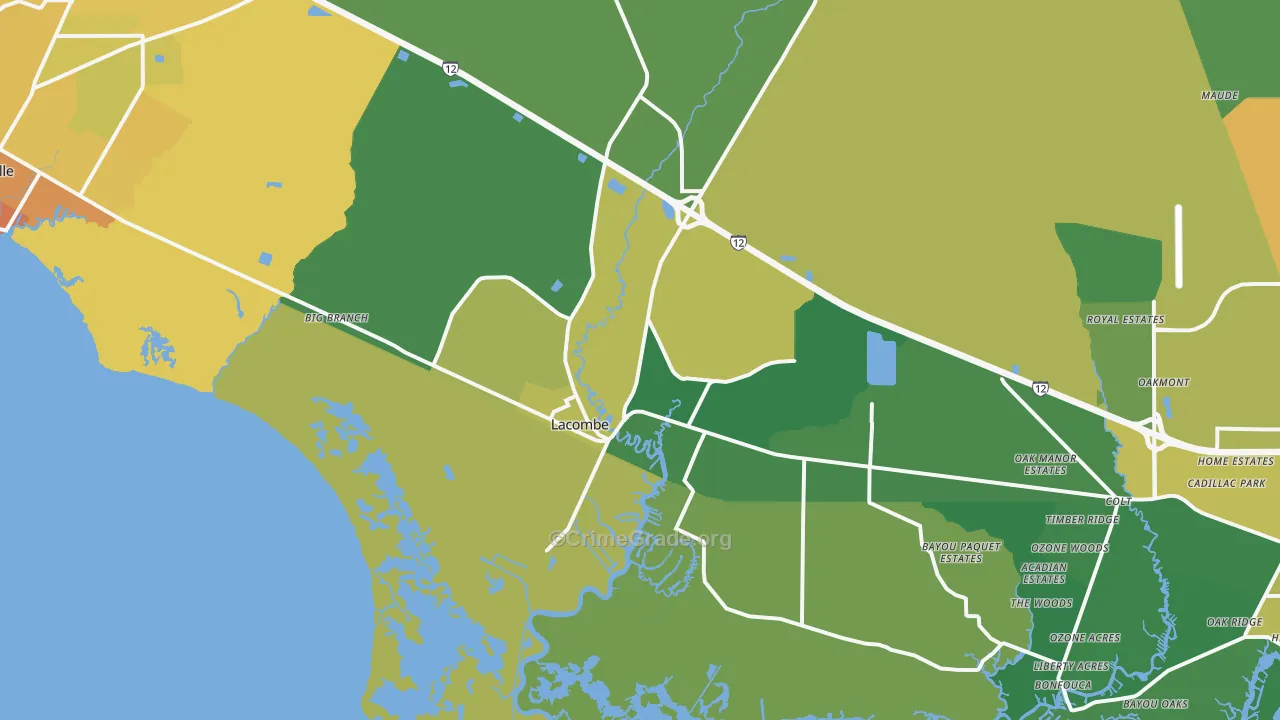 Lacombe, LA Map of Drug-Related Crime Rates