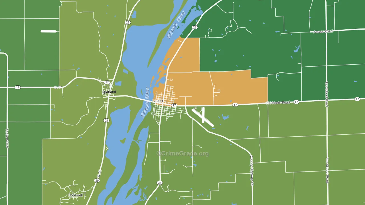 Lacon, IL Map of Drug-Related Crime Rates