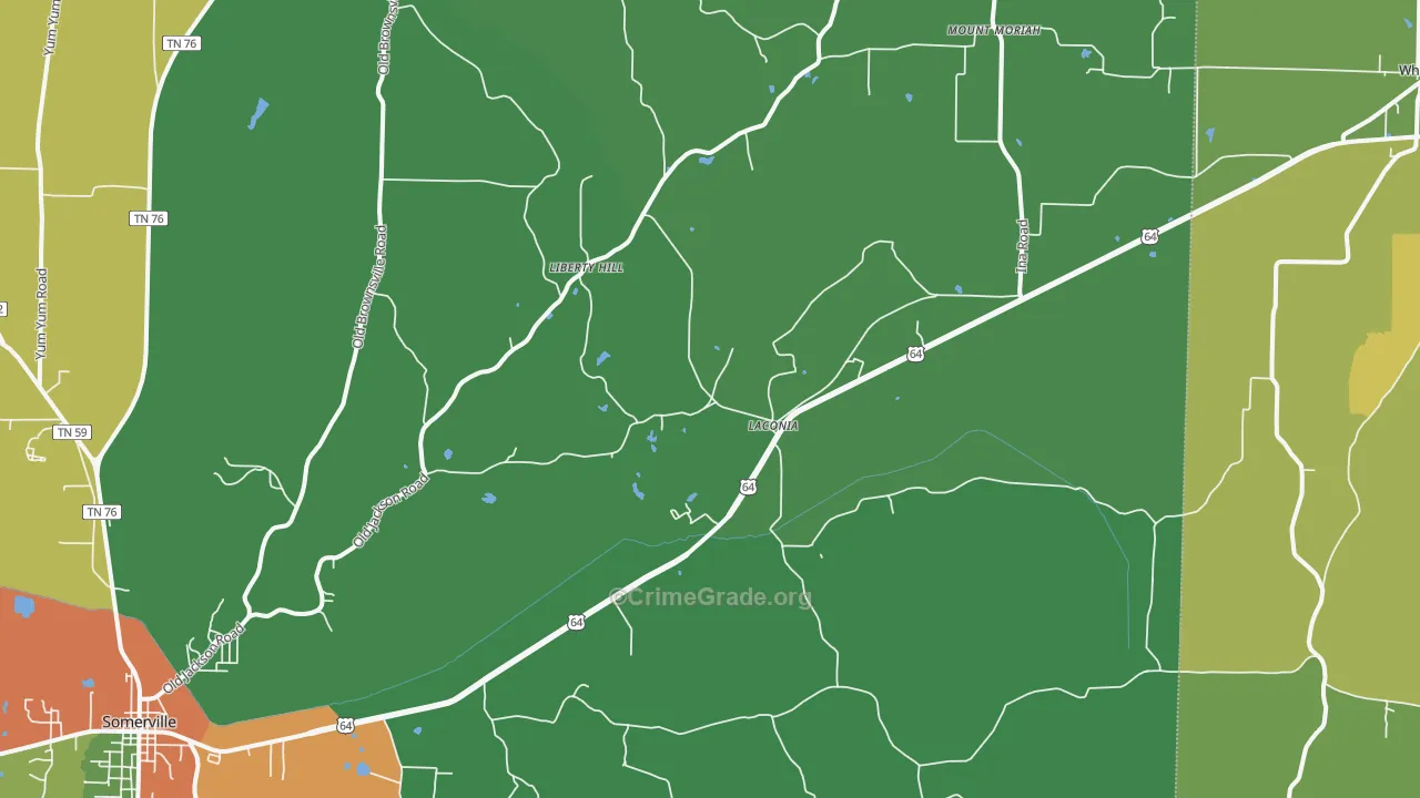 Laconia, TN Map of Drug-Related Crime Rates