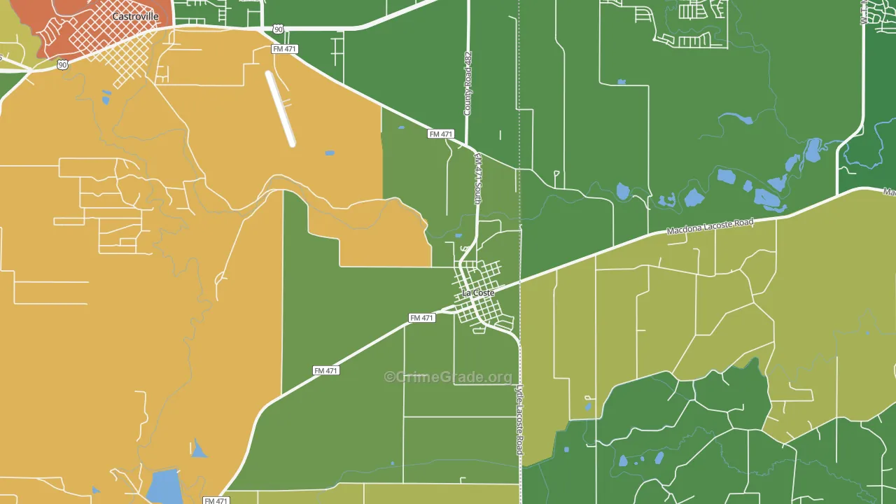 Lacoste, TX Map of Drug-Related Crime Rates