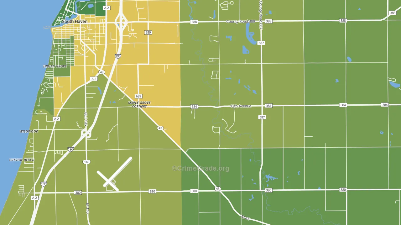 Lacota, MI Map of Drug-Related Crime Rates