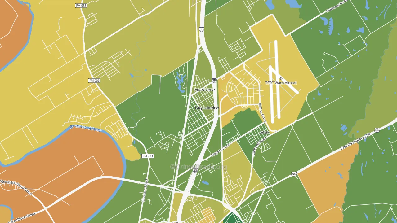 Lacy-Lakeview, TX Map of Drug-Related Crime Rates