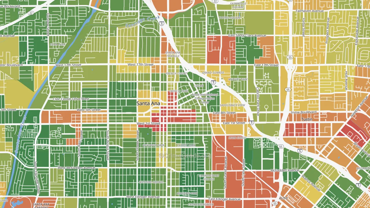 Lacy, Santa Ana, CA Map of Drug-Related Crime Rates