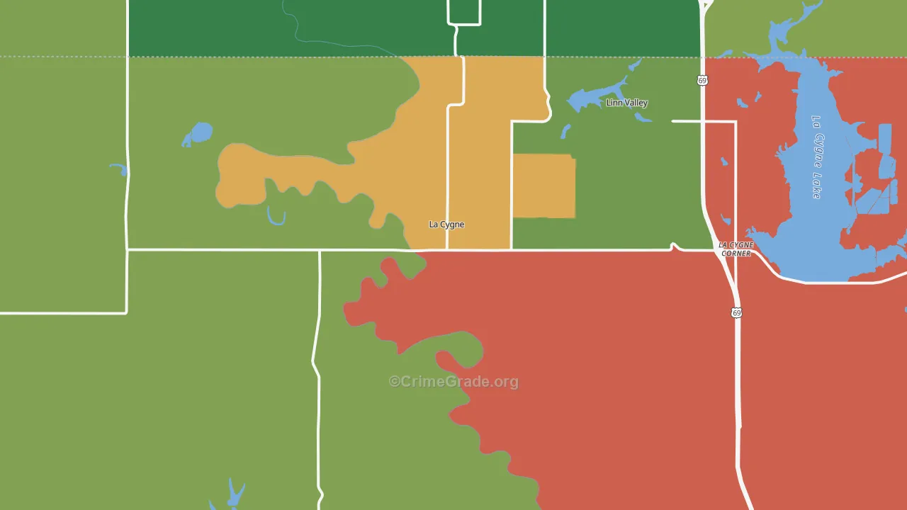 Lacygne, KS Map of Drug-Related Crime Rates