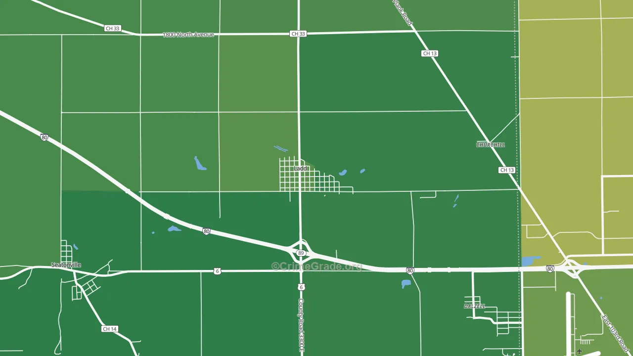 Ladd, IL Map of Drug-Related Crime Rates