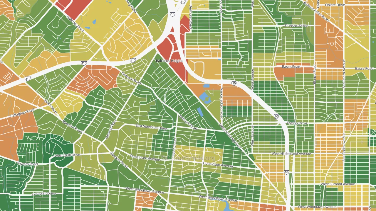 Laddie Place and North Wilson, San Antonio, TX Map of Drug-Related Crime Rates