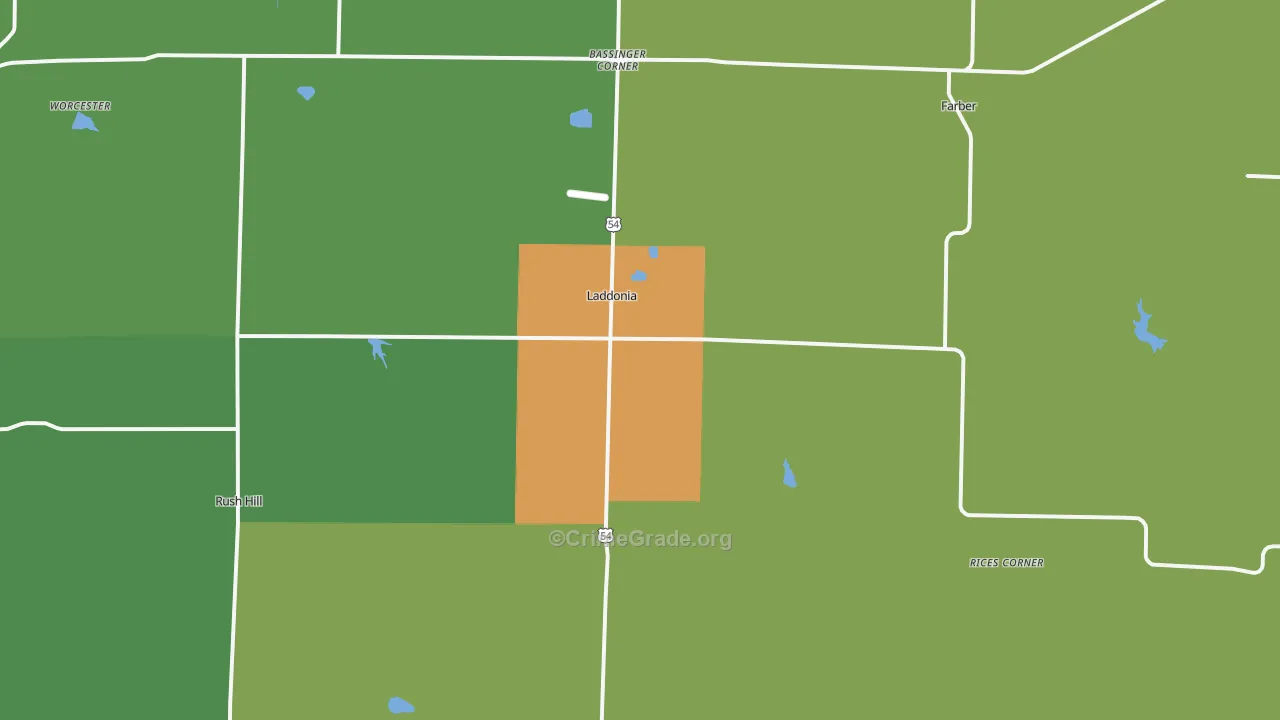 Laddonia, MO Map of Drug-Related Crime Rates