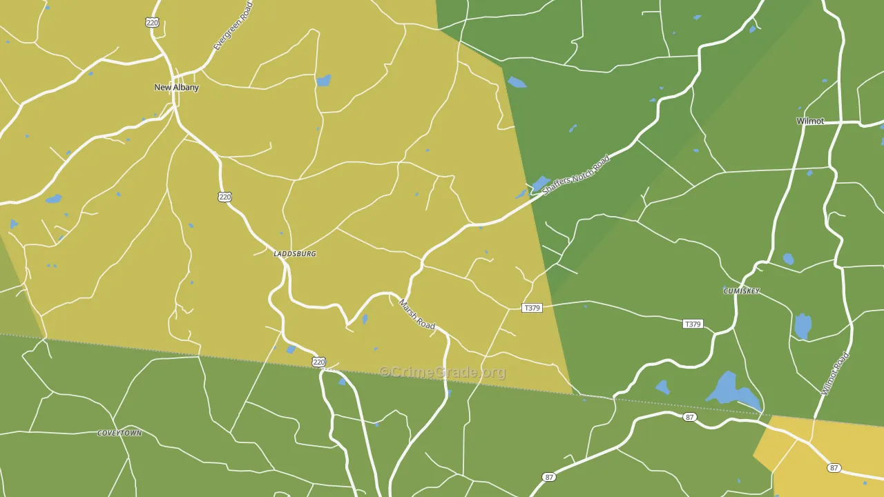 Laddsburg, PA Map of Drug-Related Crime Rates