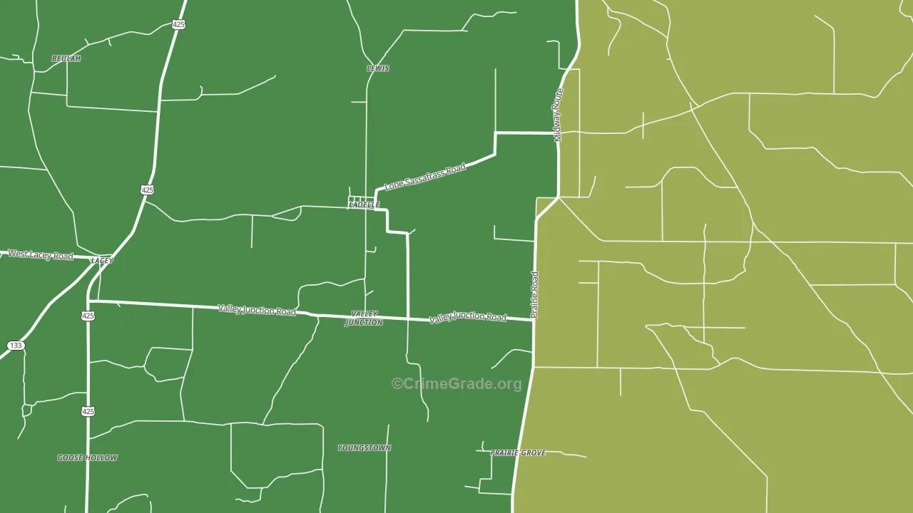 Ladelle, AR Map of Drug-Related Crime Rates