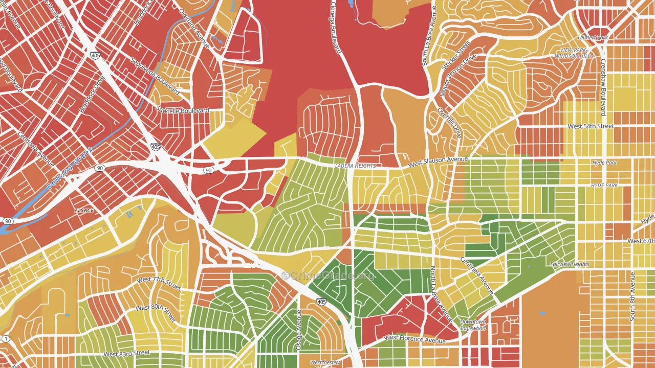 Ladera Heights, CA Map of Drug-Related Crime Rates