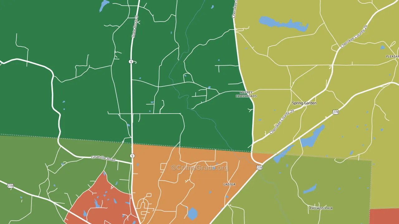 Ladiga, AL Map of Drug-Related Crime Rates