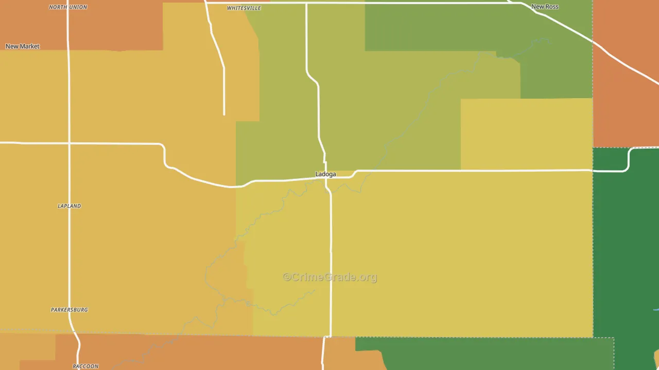 Ladoga, IN Map of Drug-Related Crime Rates