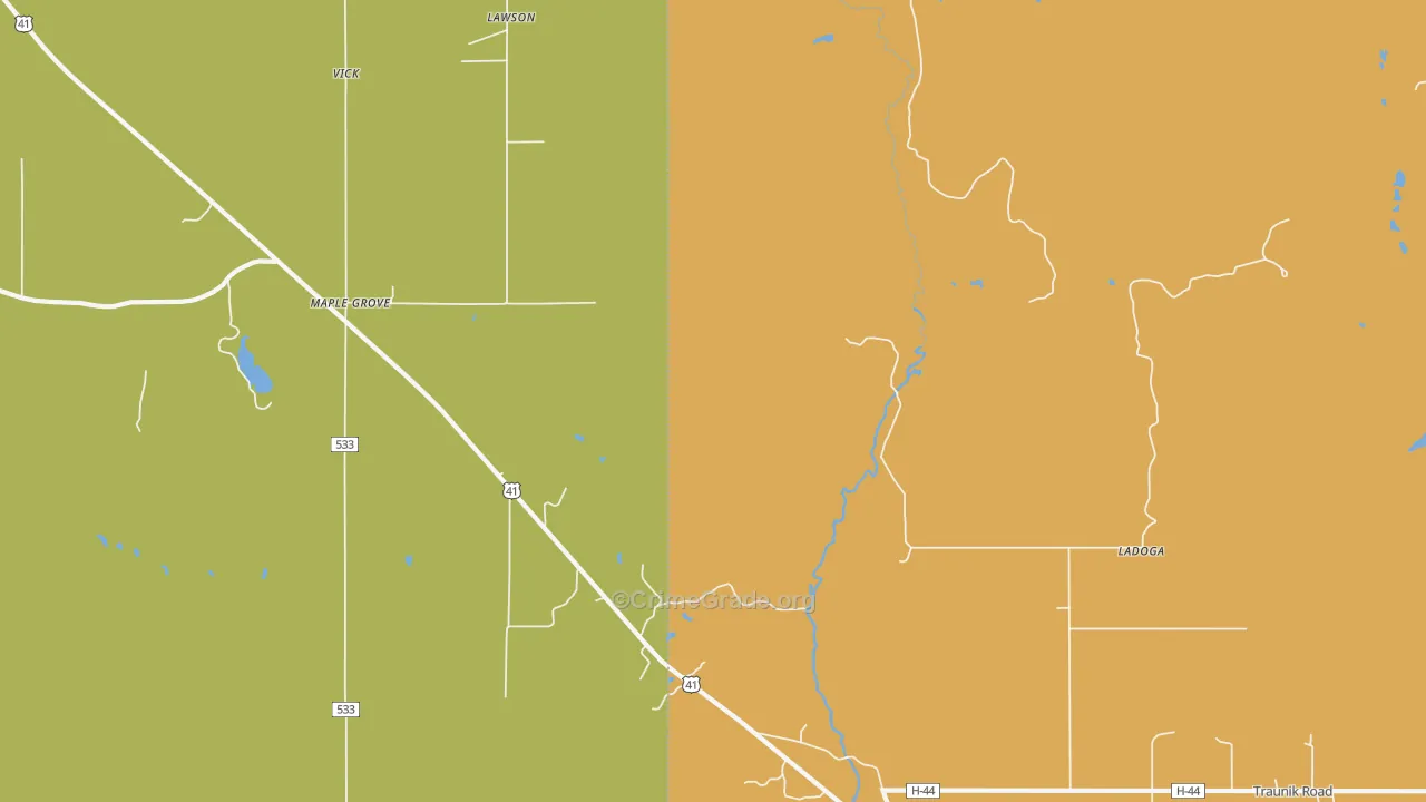 Ladoga, MI Map of Drug-Related Crime Rates