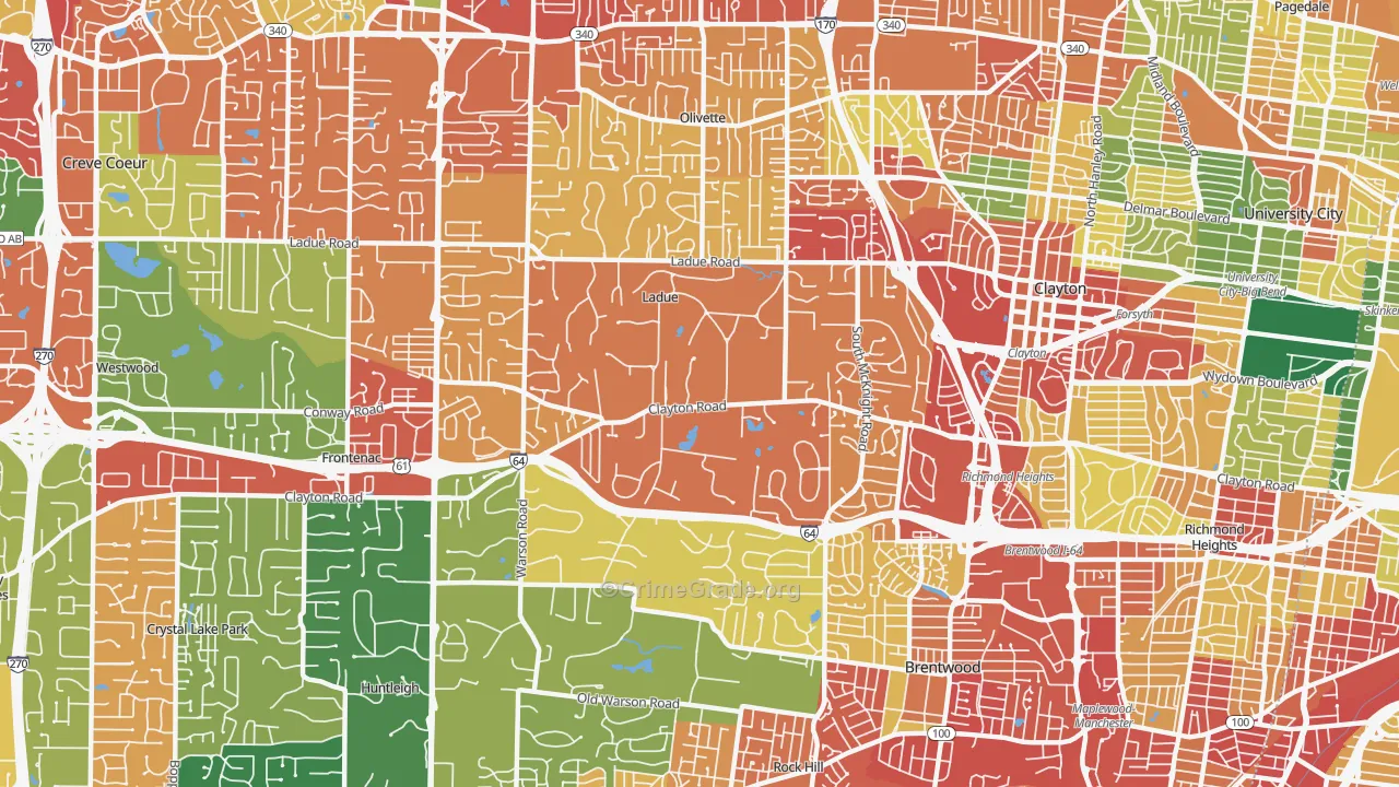 Ladue, MO Map of Drug-Related Crime Rates