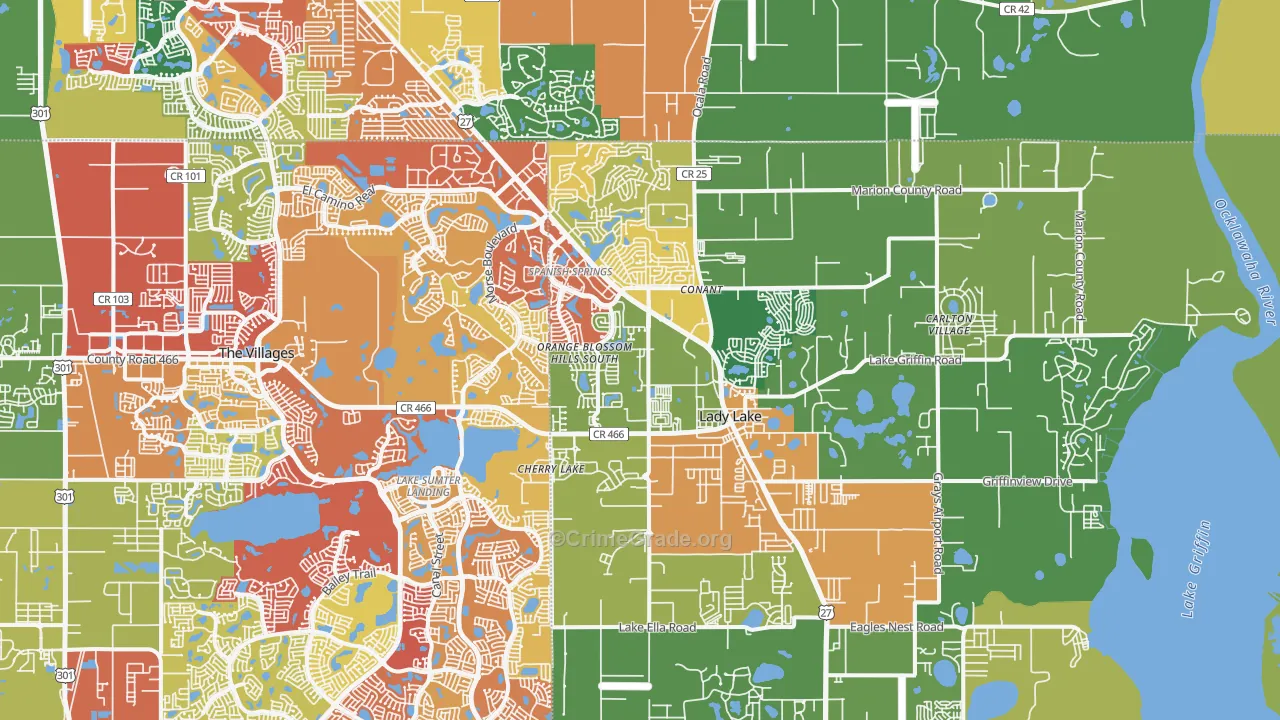 Lady Lake, FL Map of Drug-Related Crime Rates