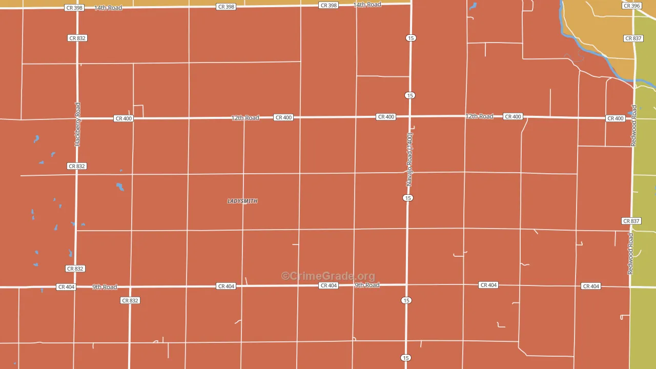 Ladysmith, KS Map of Drug-Related Crime Rates