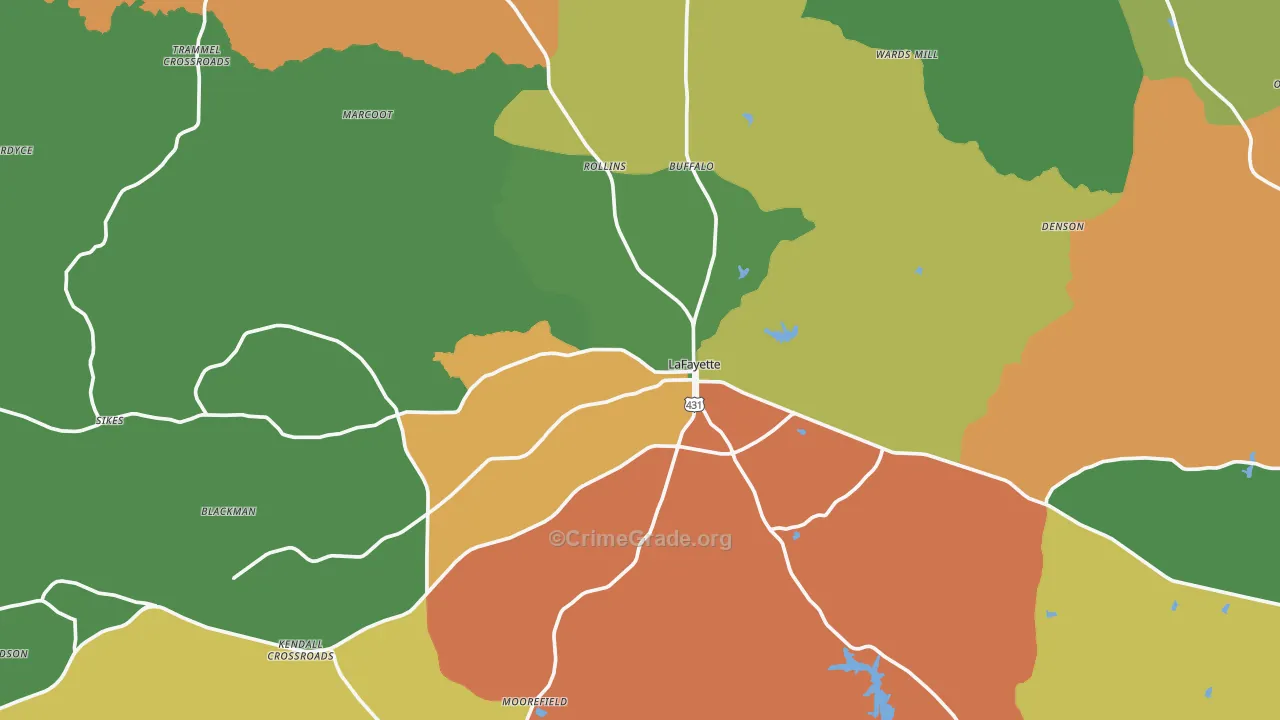 Lafayette, AL Map of Drug-Related Crime Rates