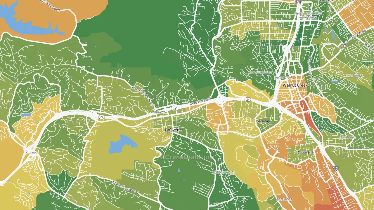 Lafayette, CA Map of Drug-Related Crime Rates