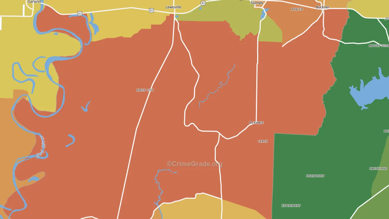 Lafayette County, AR Map of Drug-Related Crime Rates