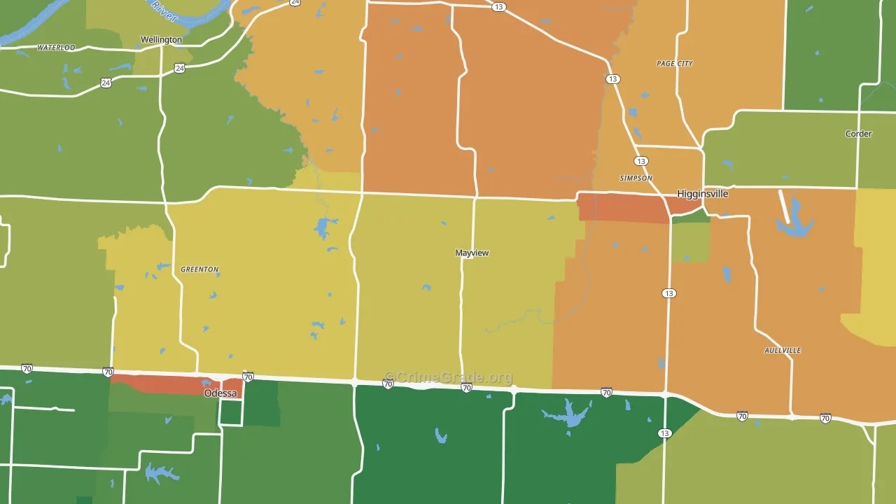Lafayette County, MO Map of Drug-Related Crime Rates
