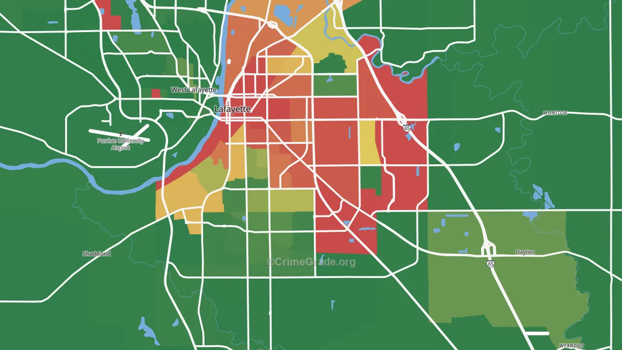 Lafayette, IN Map of Drug-Related Crime Rates