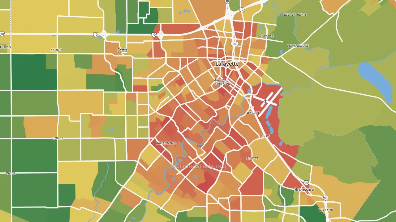 Lafayette, LA Map of Drug-Related Crime Rates