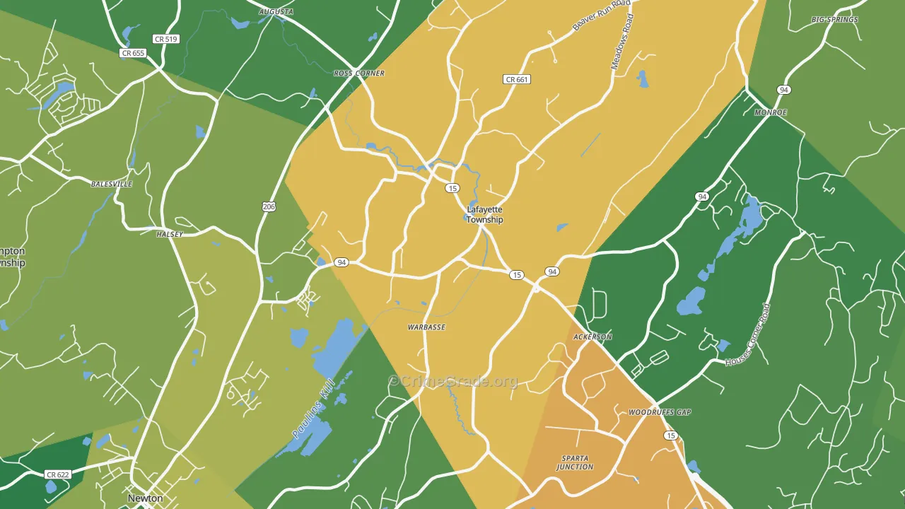 Lafayette, NJ Map of Drug-Related Crime Rates