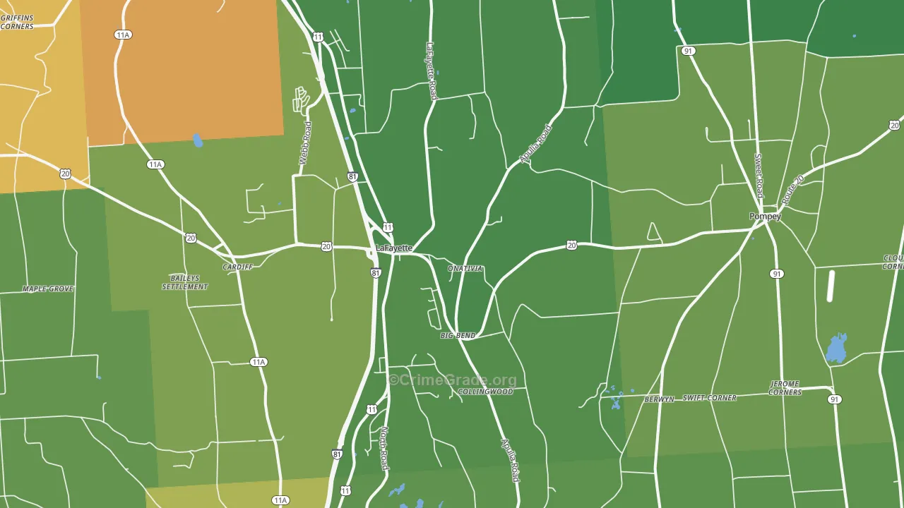 Lafayette, NY Map of Drug-Related Crime Rates