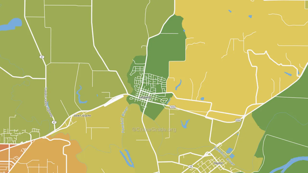 Lafayette, OR Map of Drug-Related Crime Rates