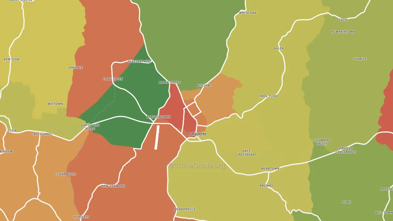 Lafayette, TN Map of Drug-Related Crime Rates