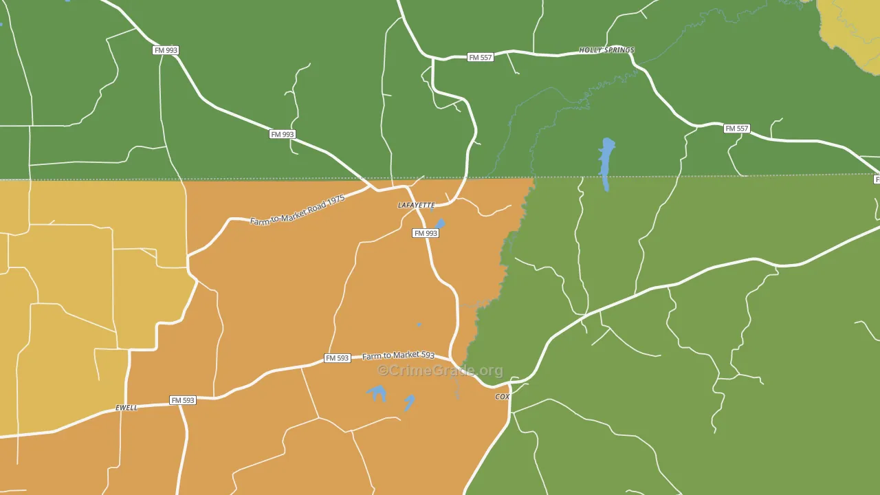 LaFayette, TX Map of Drug-Related Crime Rates