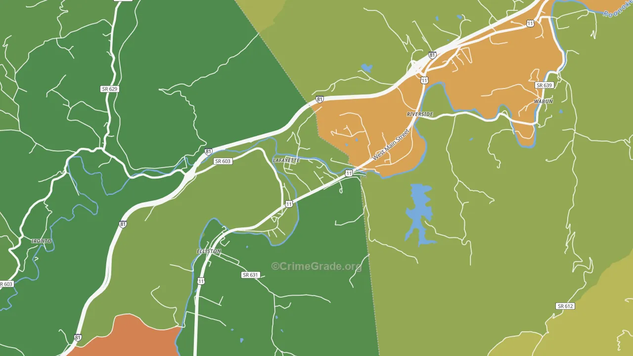 Lafayette, VA Map of Drug-Related Crime Rates