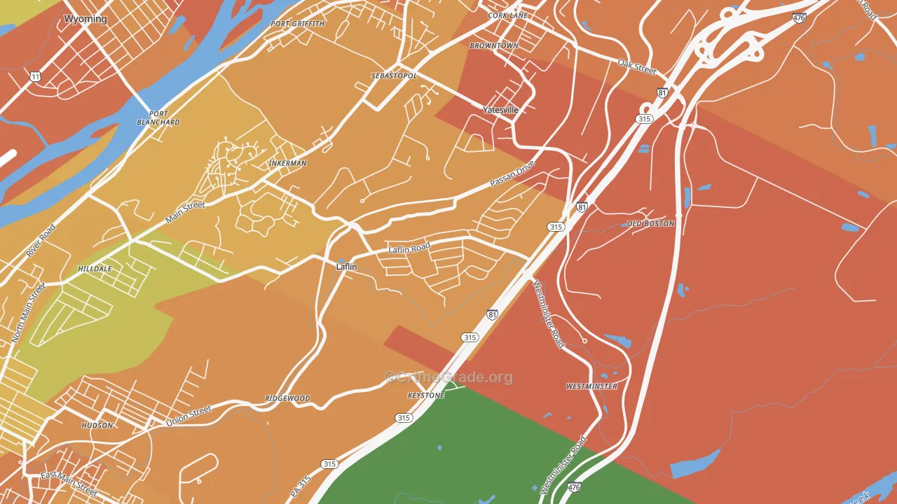 Laflin, PA Map of Drug-Related Crime Rates
