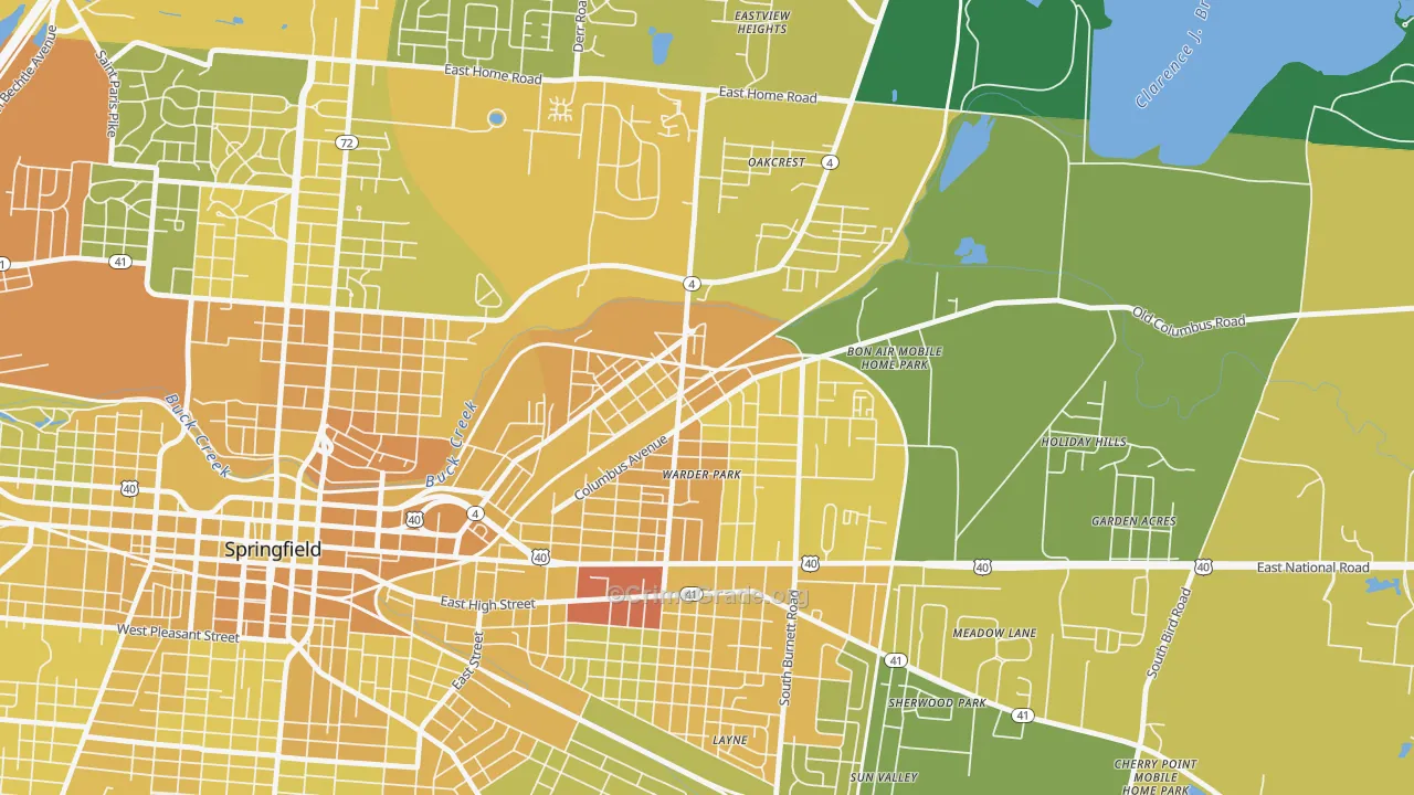 Lagonda, Springfield, OH Map of Drug-Related Crime Rates