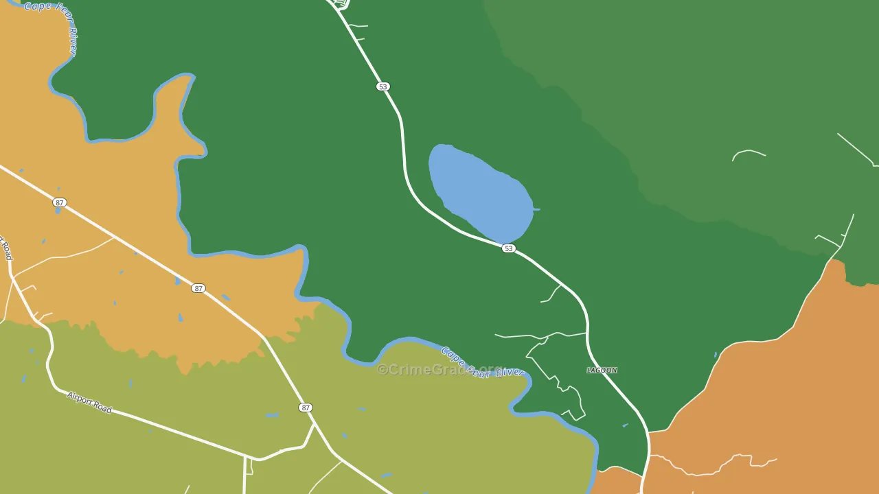 Lagoon, NC Map of Drug-Related Crime Rates