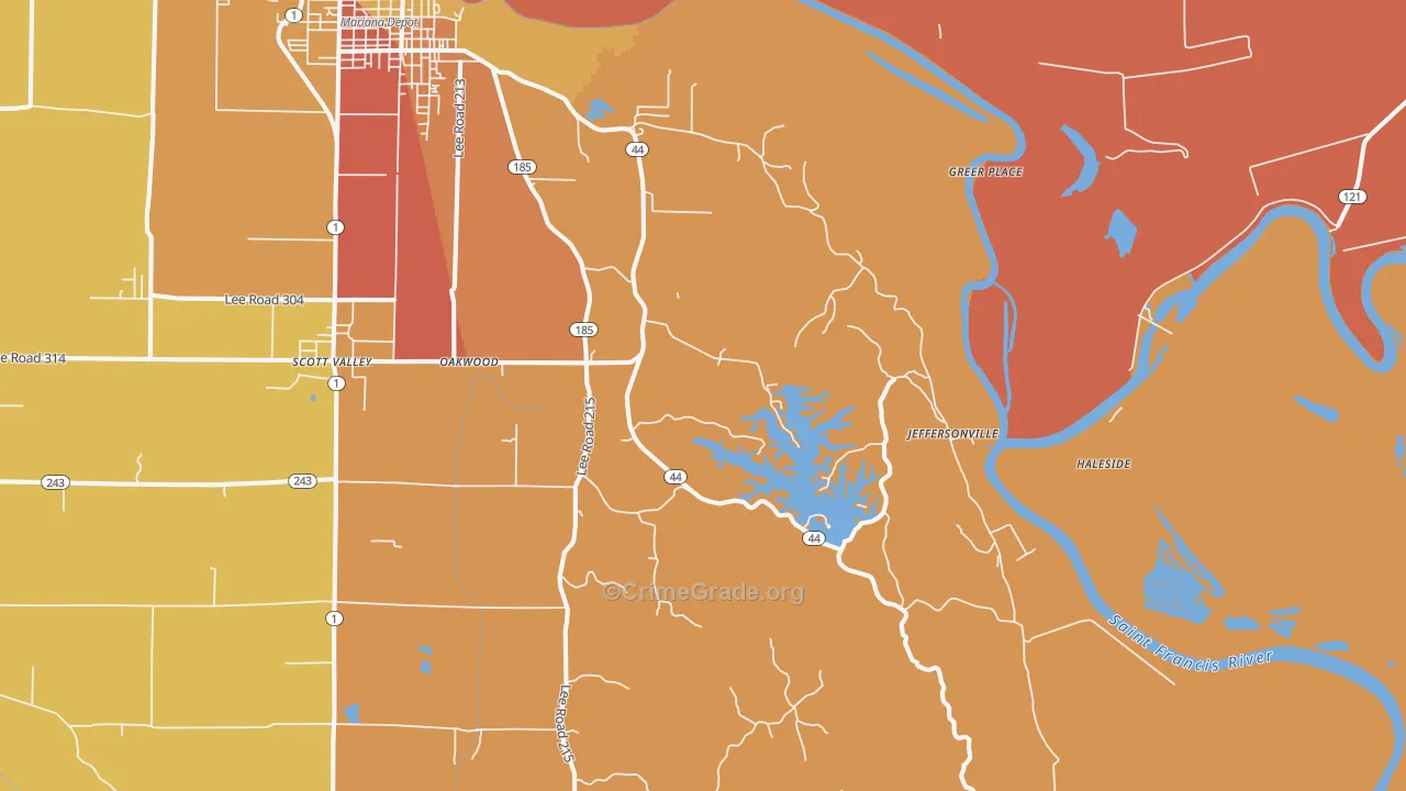 Lagrange, AR Map of Drug-Related Crime Rates