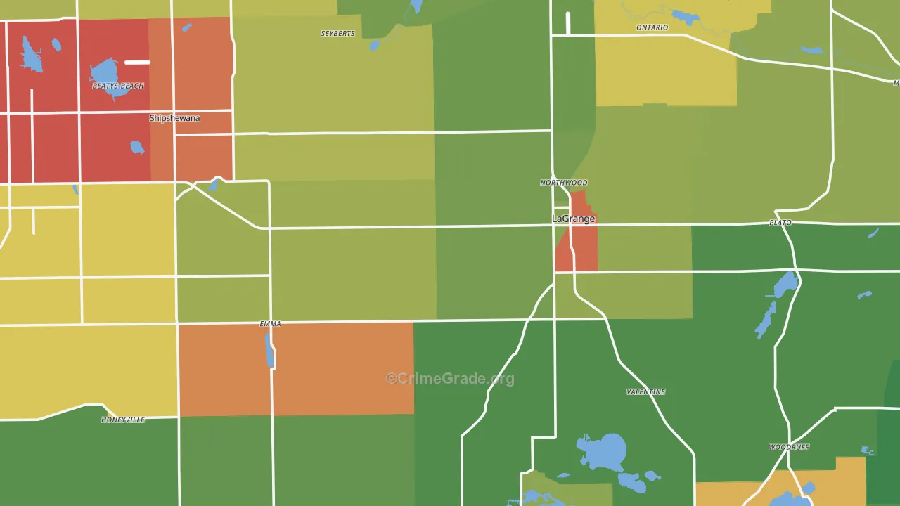 LaGrange County, IN Map of Drug-Related Crime Rates