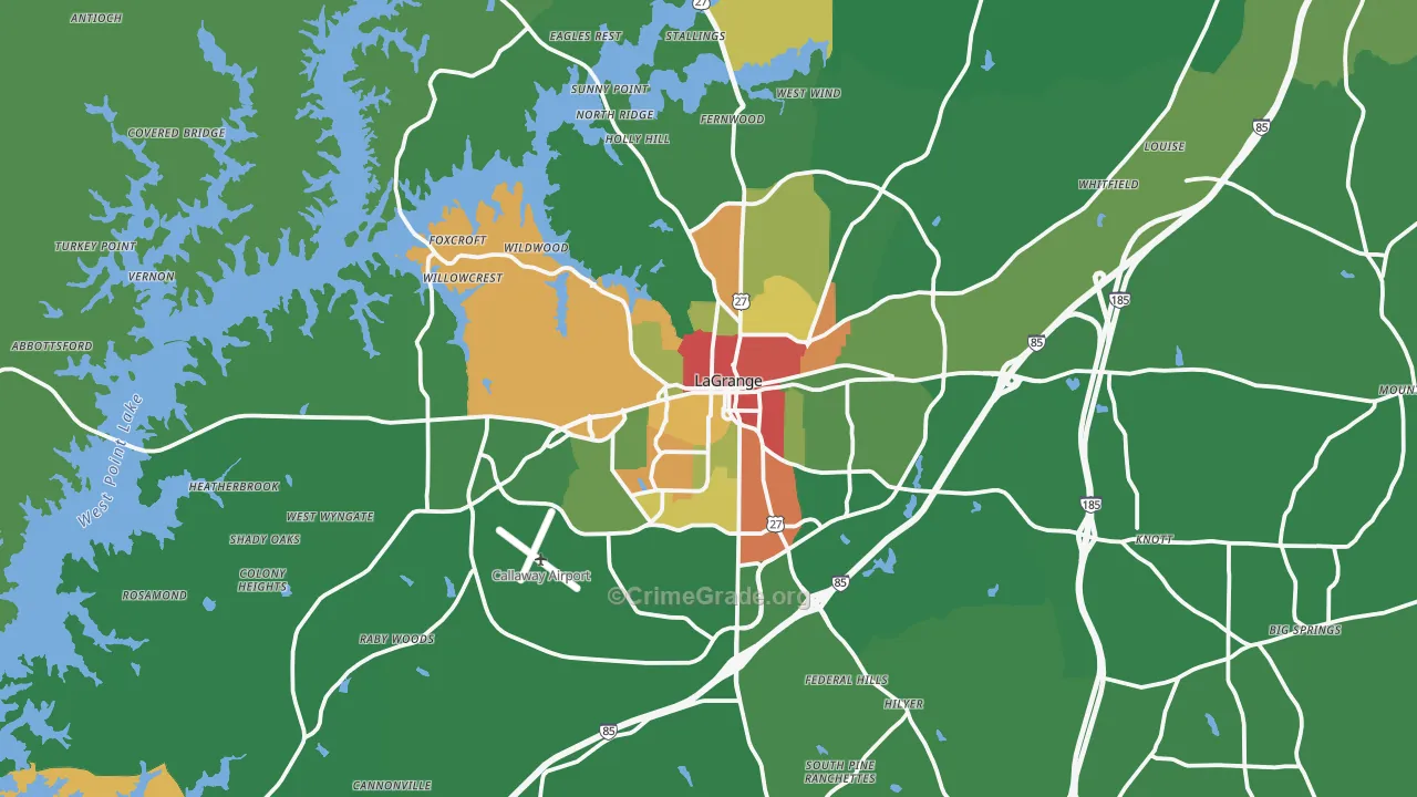 Lagrange, GA Map of Drug-Related Crime Rates