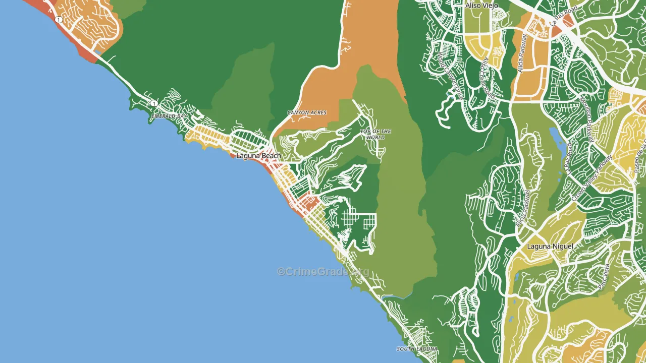Laguna Beach, CA Map of Drug-Related Crime Rates