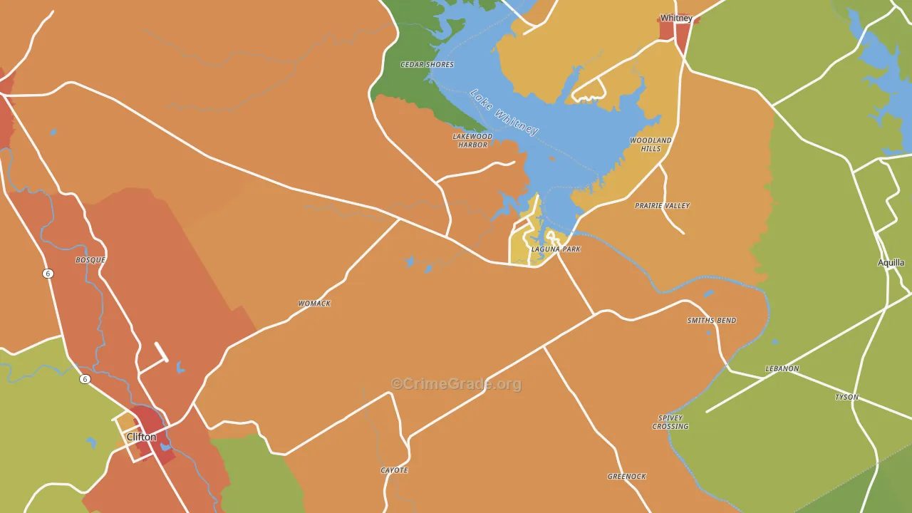 Laguna Park, TX Map of Drug-Related Crime Rates