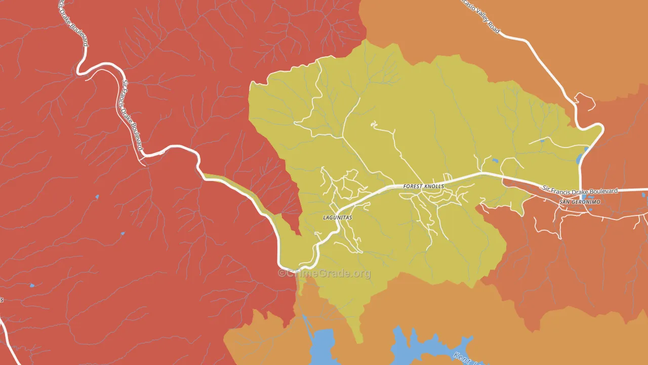 Lagunitas, CA Map of Drug-Related Crime Rates