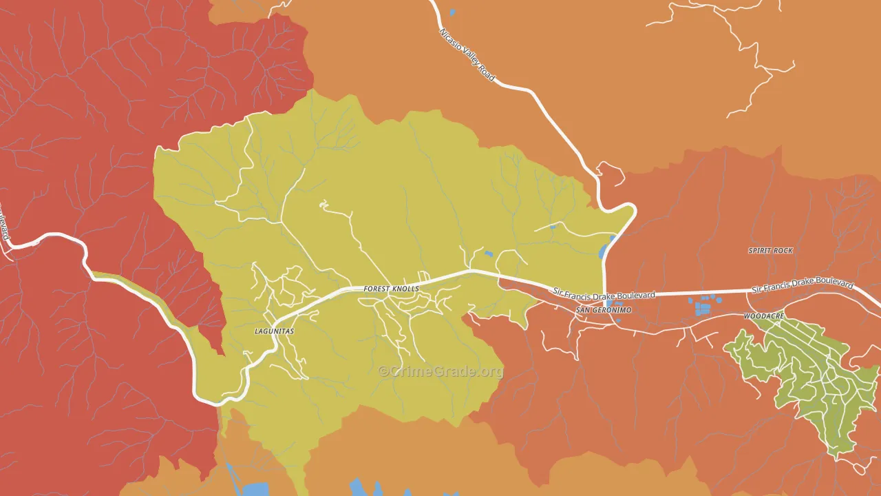 Lagunitas-Forest Knolls, CA Map of Drug-Related Crime Rates