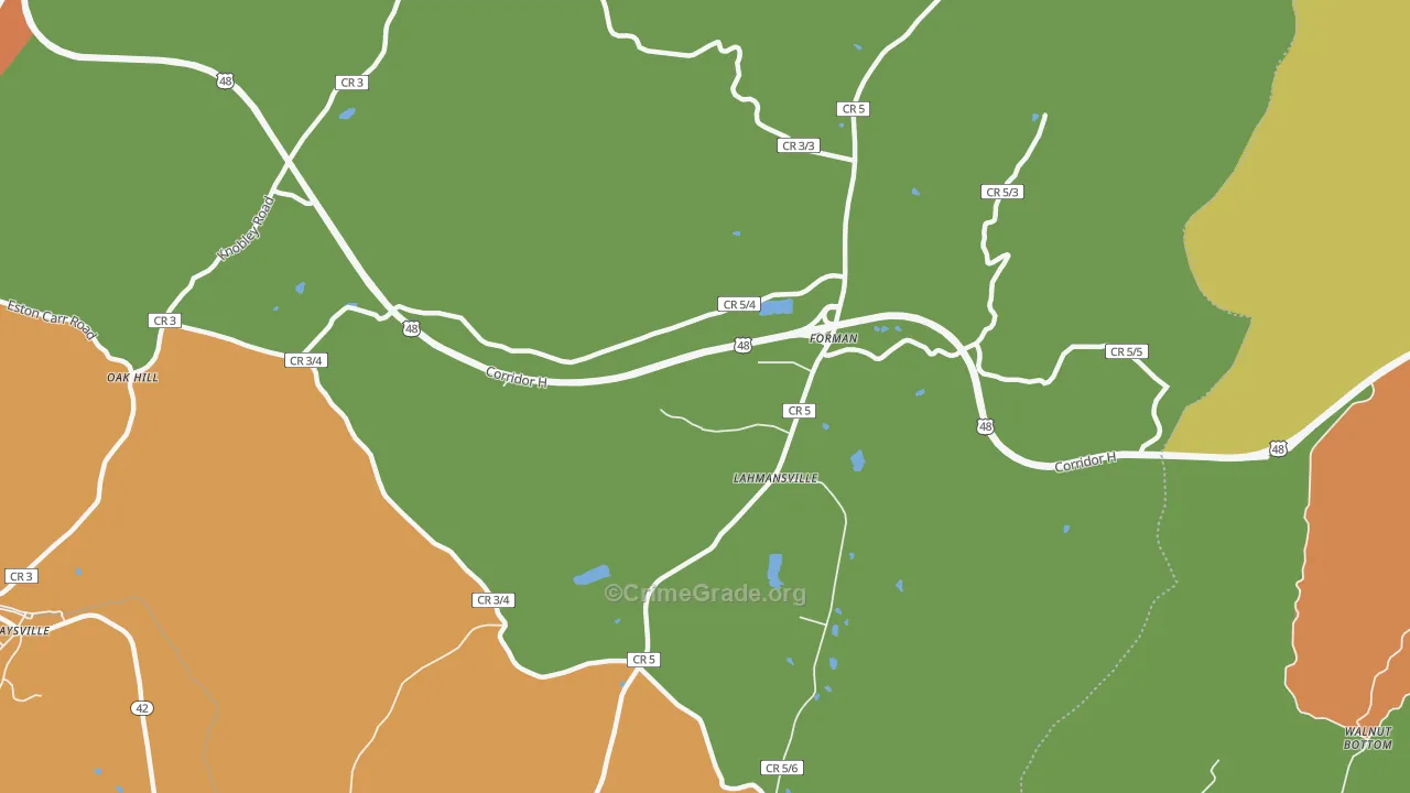 Lahmansville, WV Map of Drug-Related Crime Rates