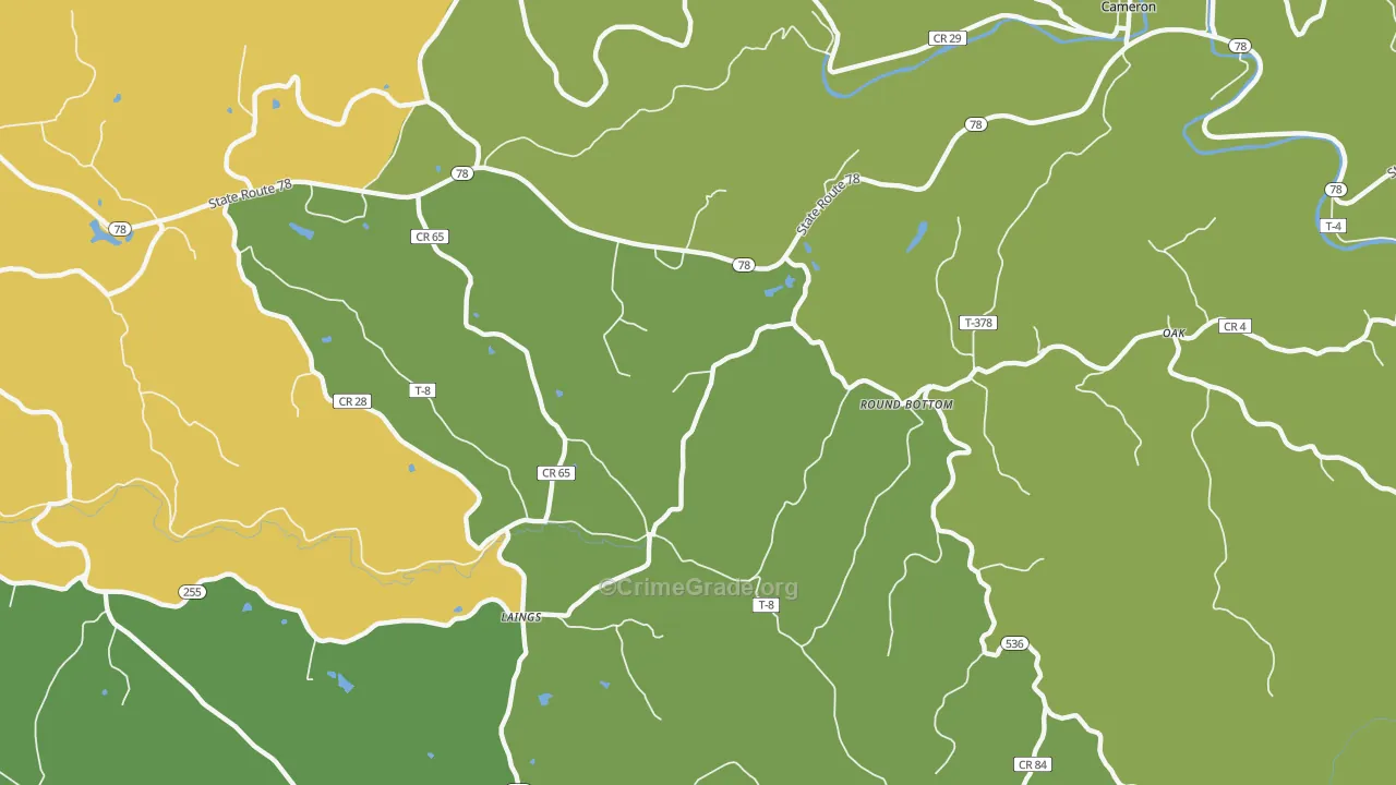 Laings, OH Map of Drug-Related Crime Rates