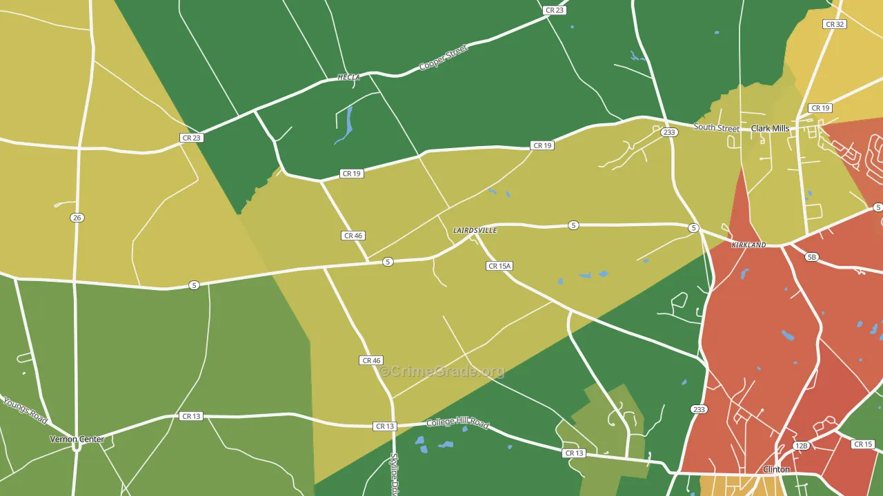 Lairdsville, NY Map of Drug-Related Crime Rates