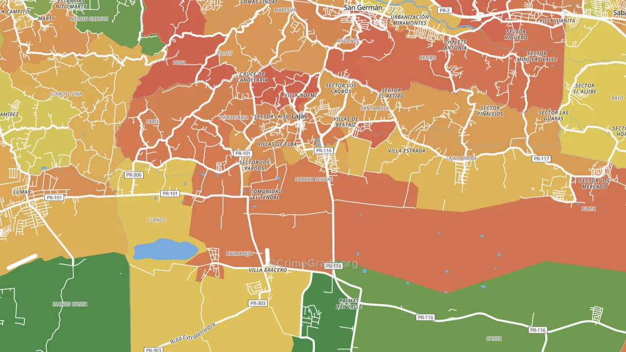 Lajas, PR Map of Drug-Related Crime Rates